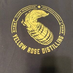 Bella Canvas Navy blue unisex Tee highlighting Houston’s Yellow Rose Distillery.